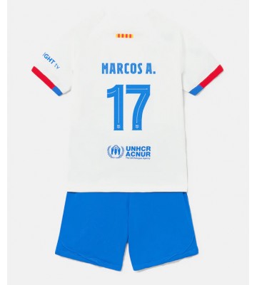 Lacne Dětský Futbalové dres Barcelona Marcos Alonso #17 2023-24 Krátky Rukáv - Preč (+ trenírky)